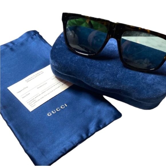 Gucci Other - Gucci Mens Sunglasses Havana/Gold/Green